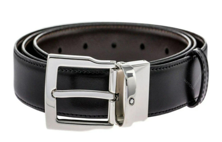 Montblanc Classic  Leather Belt Black/Brown 3cm Rectangle Buckle 109738