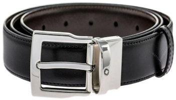 Montblanc Classic Leather Belt Black/Brown 3cm Rectangle Buckle 109738 Montblanc Classic Leather Belt Black/Brown 3cm Rectangle Buckle 109738