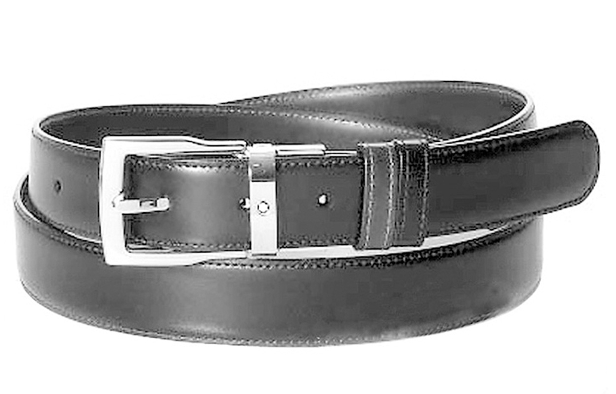 Lookbook Montblanc Sabuk Kulit Klasik Hitam/Coklat 3cm Gesper Persegi Panjang 109738