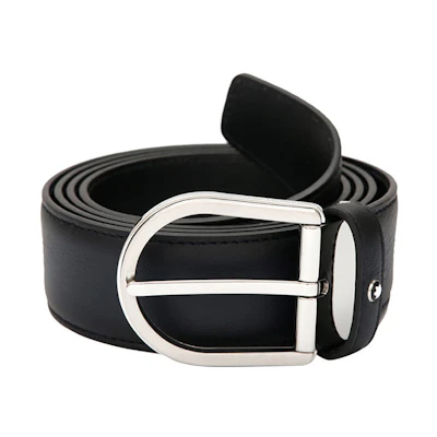 Montblanc Classic Horseshoe Buckle Leather Belt for Men - 3.5cm Wide. 123888