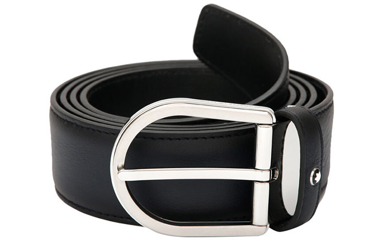 Montblanc Classic Horseshoe Buckle Leather Belt for Men - 3.5cm Wide. 123888 圖 5
