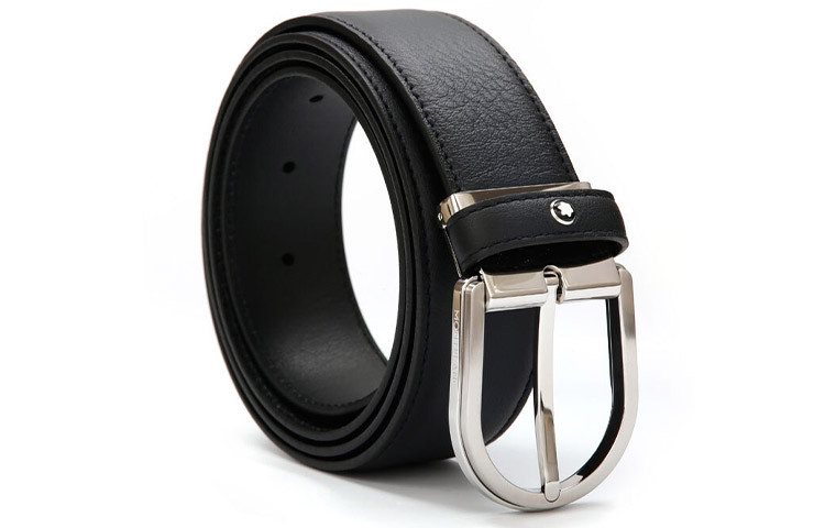 Montblanc Classic Horseshoe Buckle Leather Belt for Men - 3.5cm Wide. 123888 圖 6