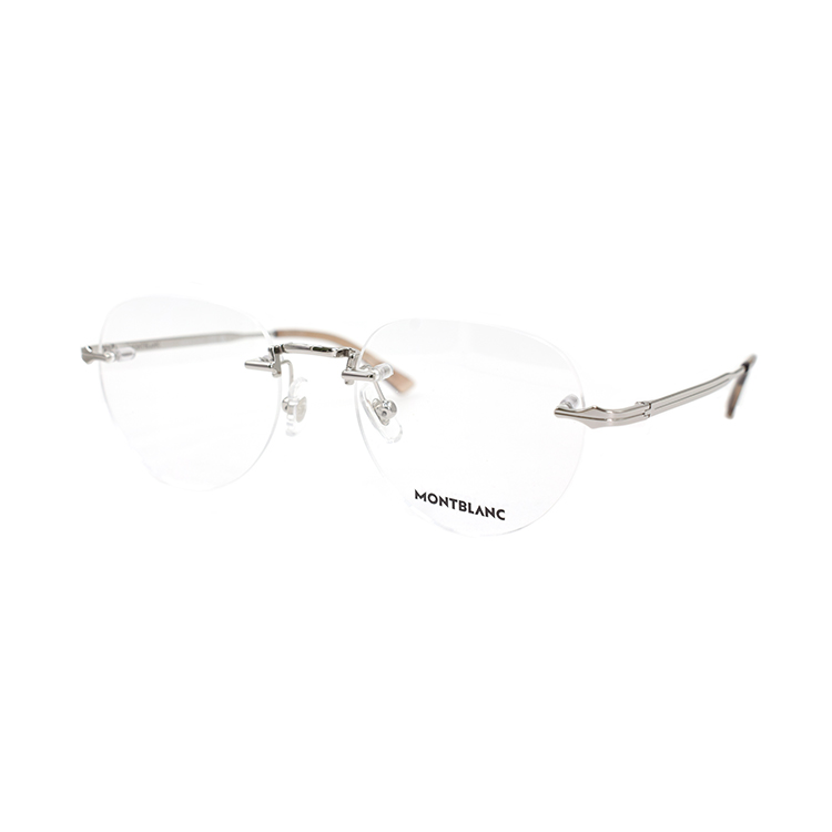 Montblanc Frameless Alloy Oval Optical Glasses Frame for Men Business Style. MB0268O-002