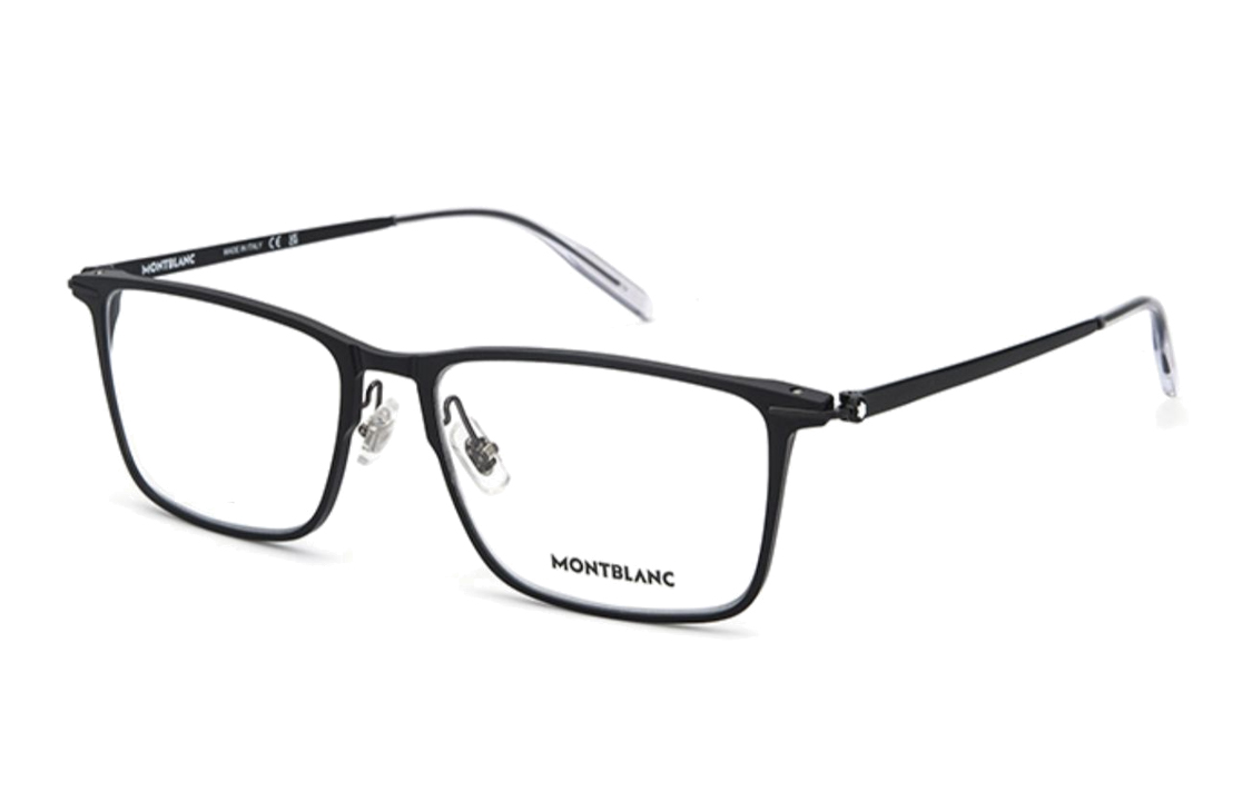 Montblanc Full-Rim Alloy Rectangle Optical Frames Black for Men. MB0285OA-004