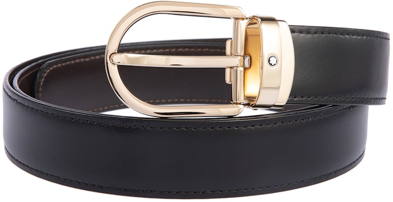 萬寶龍金色鍍金馬蹄皮帶 男士黑色 3公分 111714 Order 萬寶龍金色鍍金馬蹄皮帶 男士黑色 3公分 111714