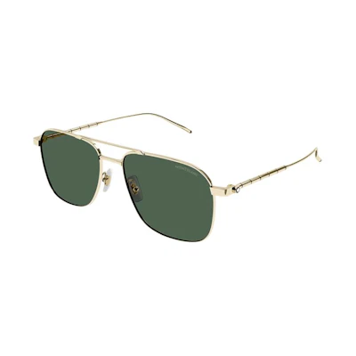 MONTBLANC Gold Pilot-Style Metal Sunglasses Unisex Couple Design. MB0214S