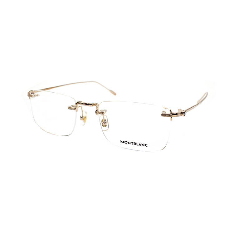 Montblanc Gold Rectangle Optical Eyeglass Frame for Men MB0241O-002