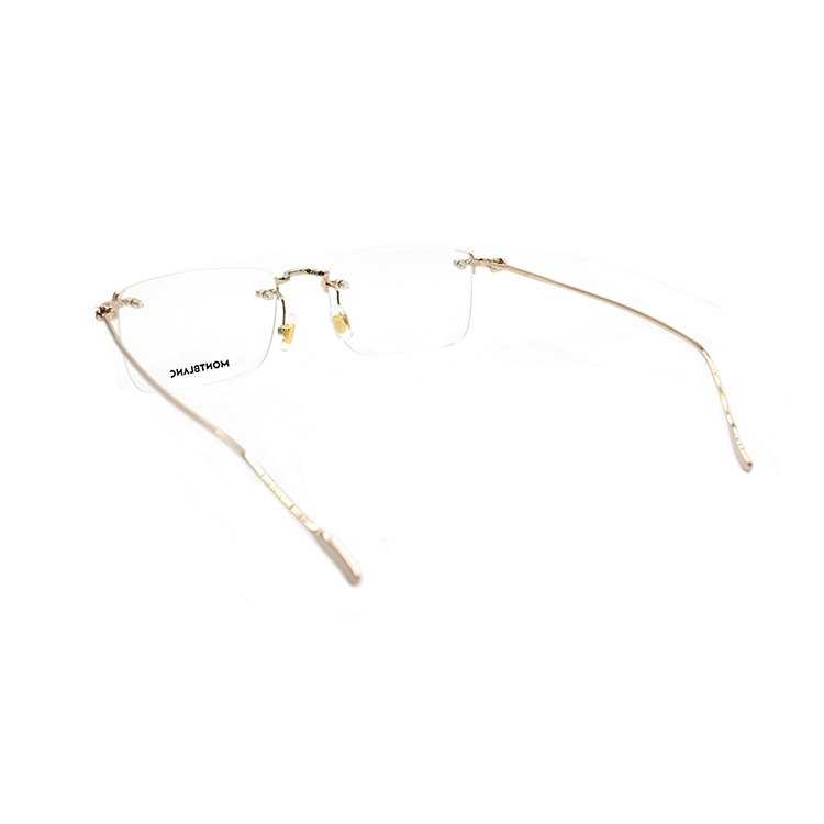 Shop 万宝龙金色矩形男士光学眼镜框 MB0241O-002