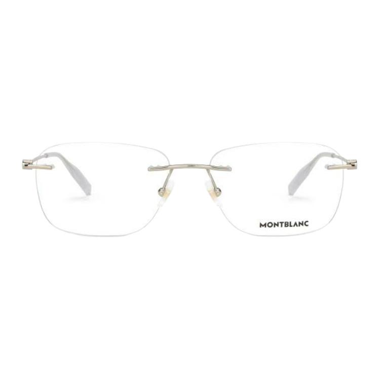 Montblanc Gold Rimless Rectangle Eyeglasses Unisex Fashion Frame. MB0075O-002