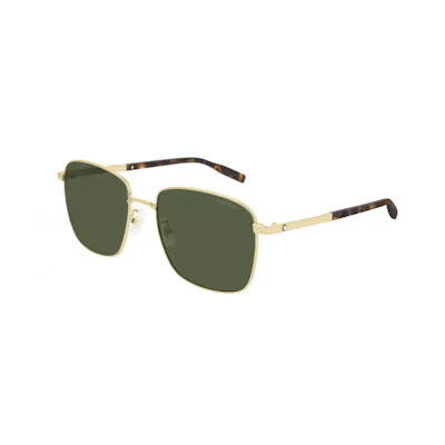 Montblanc Gold Square Sunglasses with Brand Logo Design. MB0082SK