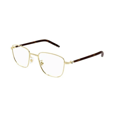 MONTBLANC Gold Square Optical Eyeglasses Unisex Couples Style MB0272O00853