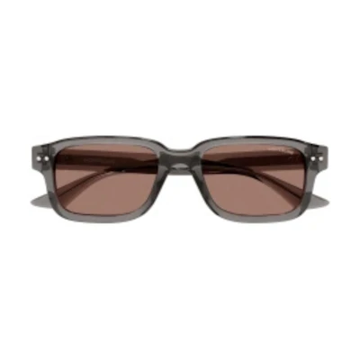 Montblanc Grey Square Acetate Sunglasses with Logo Temples Unisex MB0286S00353