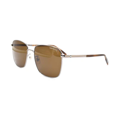Montblanc Hexagon Glacier Alloy Square Sunglasses for Men in Light Gunmetal. MB0082SK-003