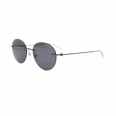 Montblanc Hexagon Star Rimless Round Business Alloy Sunglasses Gun Color for Men MB0073S-001-54
