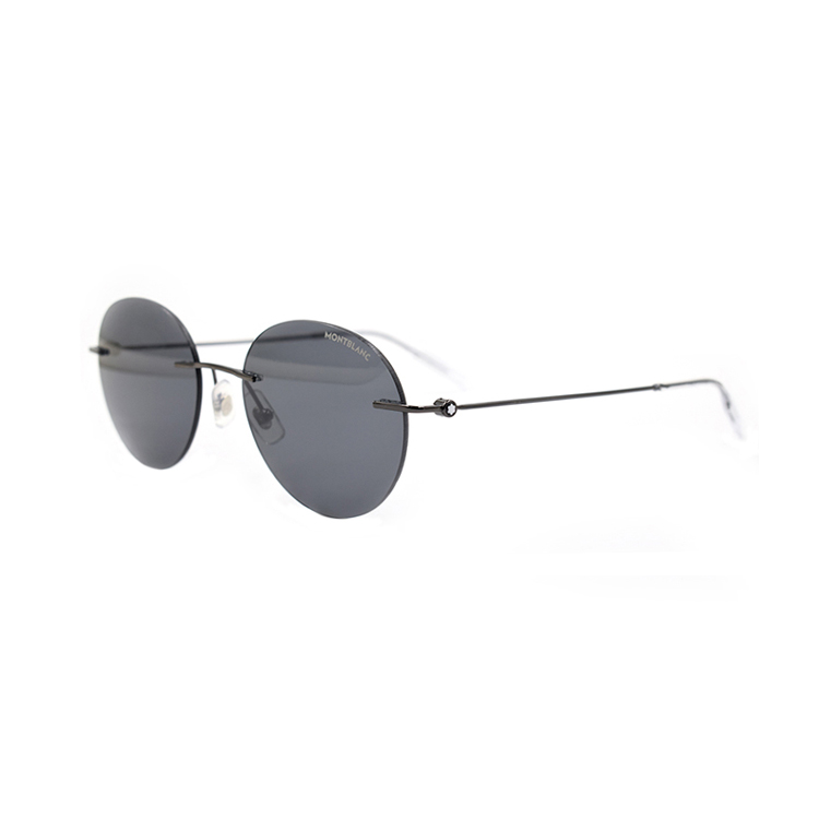 Montblanc Hexagon Star Rimless Round Business Alloy Sunglasses Gun Color for Men MB0073S-001-54 圖 2
