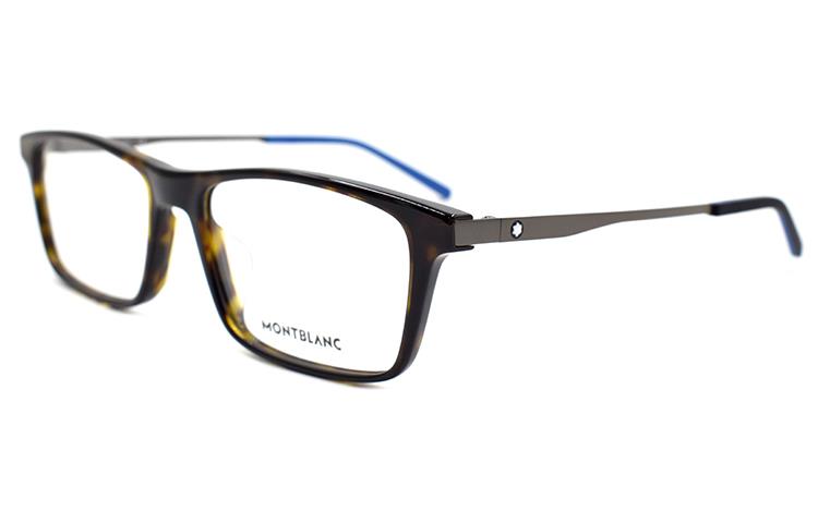 Montblanc Hexagon Star Rubber Series Rectangular Eyeglass Frame for Men Tortoiseshell MB0120O-002