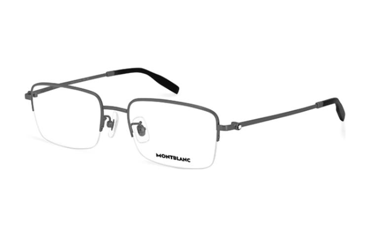 Montblanc Hexagonal Star Titanium Rectangular Optical Glasses Black  Frame. MB0313OA-003