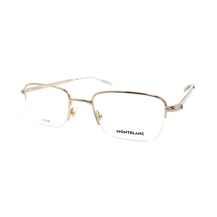 Montblanc Hexagonal White Star Gold Metal Semi-Rim Optical Glasses for Men MB0237O-006