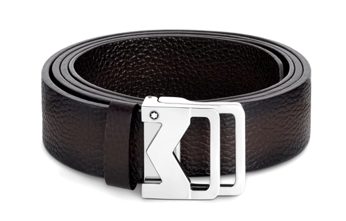 Lookbook 萬寶龍棕色皮帶3.5CM 情侶款字母細節男女皆宜。 131180