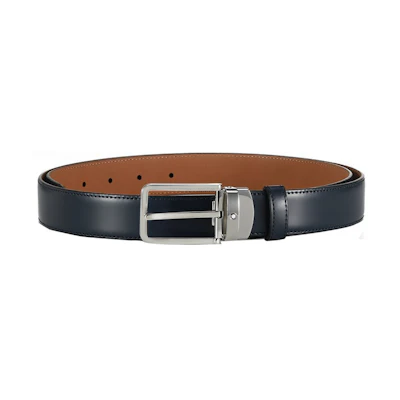 Montblanc Leather Belt with Adjustable Pin Buckle for Men - Blue. MB118419