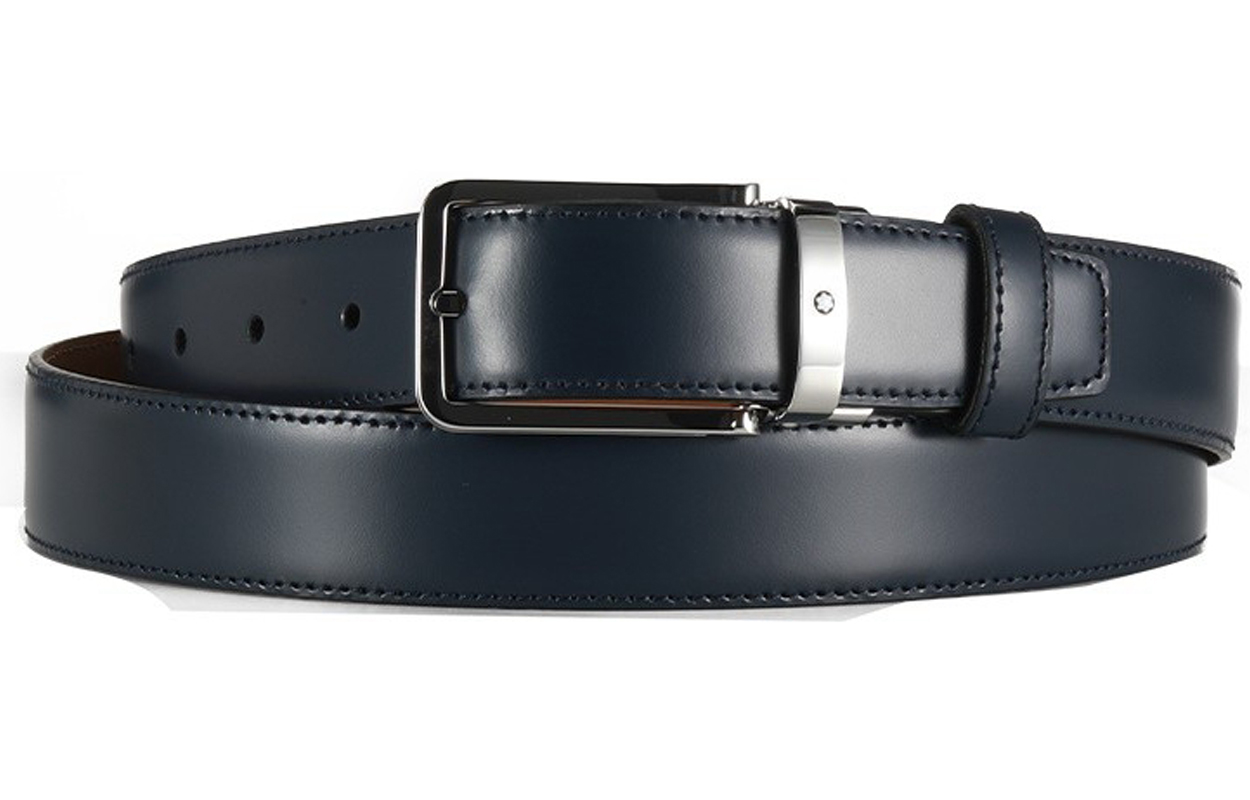 Lookbook 萬寶龍藍色男士可調式針扣皮帶 MB118419
