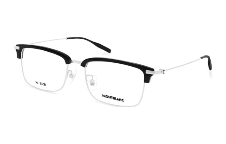 Montblanc Lightweight Titanium Rectangle Optical Glasses Silver for Men. MB0318oa-001