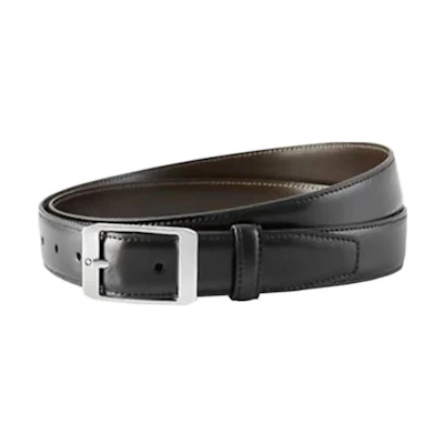 Montblanc Logo Engraved Black Leather Belt for Men 3cm Width. 11711000