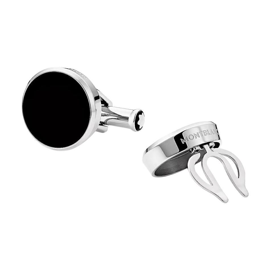 Montblanc Logo Engraved Cufflinks Silver  Black MB114784 圖 3