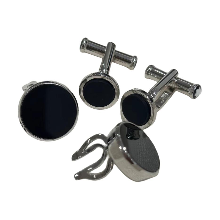 Montblanc Logo Engraved Cufflinks Silver  Black MB114784 圖 6