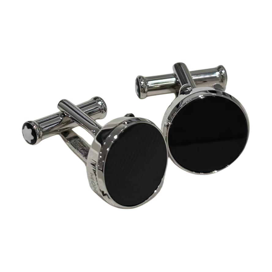 Montblanc Logo Engraved Cufflinks Silver  Black MB114784 圖 7