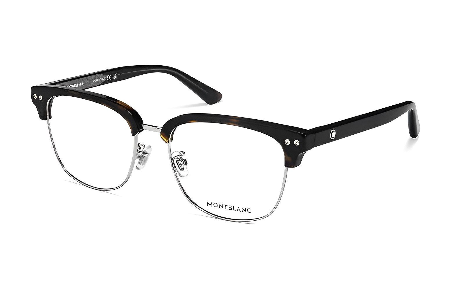 MONTBLANC Logo Eyeglass Frame Unisex Browline Optical Glasses for Couples. MB0259OK-006
