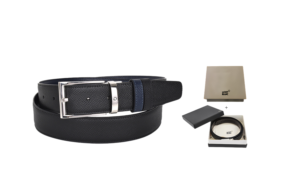 Montblanc Meisterstück  Reversible Leather Belt Black/Blue 3.5cm 118438 圖 2