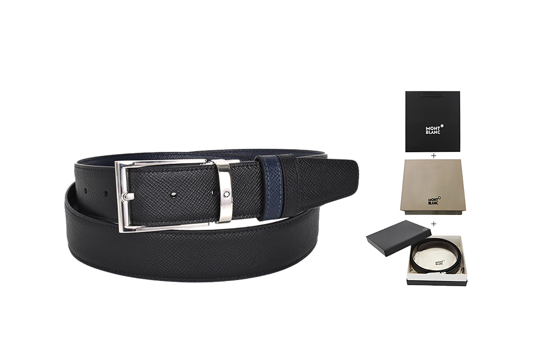 Montblanc Meisterstück  Reversible Leather Belt Black/Blue 3.5cm 118438 圖 6