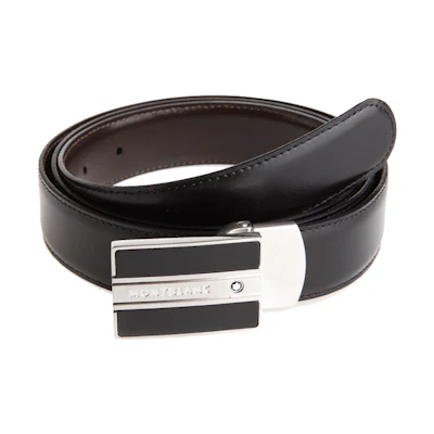 Montblanc Meisterstück Matte Palladium Pin Buckle Leather Belt Black 3cm . 128136