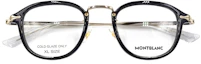 Shop モンブラン マイスターシュテュック ラウンド メガネフレーム ブラック ゴールド メンズ MB0336O-001