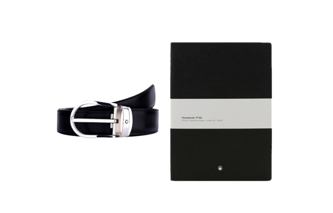 Montblanc Notebook Gift Set with Leather Belt for Men - 3cm Wide. MB129307