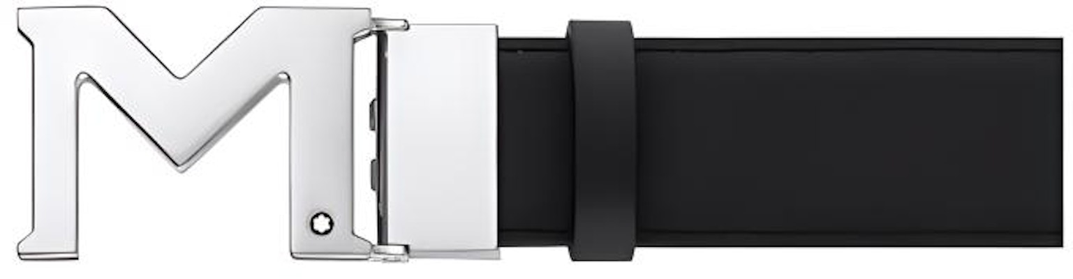 MONTBLANC Palladium Buckle Leather Belt Black 3.5cm Width 127697 Buy MONTBLANC Palladium Buckle Leather Belt Black 3.5cm Width 127697