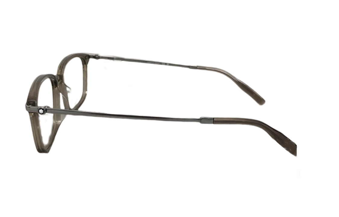 Lookbook Kacamata Optik Titanium Montblanc Unisex Bingkai Transparan Cokelat Persegi Panjang. MB0315OA-004