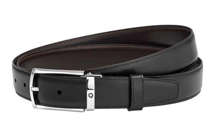 Montblanc Reversible Business Leather Belt for Men Black/Brown 3cm Wide. 123889 圖 2