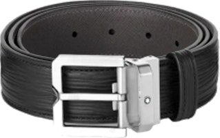 Montblanc Unisex Black Leather Belt with Pin Buckle, 3.5cm Width Couple Style. 131171 Montblanc Unisex Black Leather Belt with Pin Buckle, 3.5cm Width Couple Style. 131171