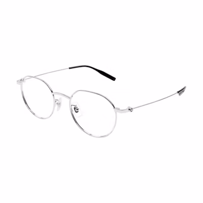 Montblanc Unisex Silver Hexagonal Optical Glasses Frame with Metal Detailing. MB0317OA-001