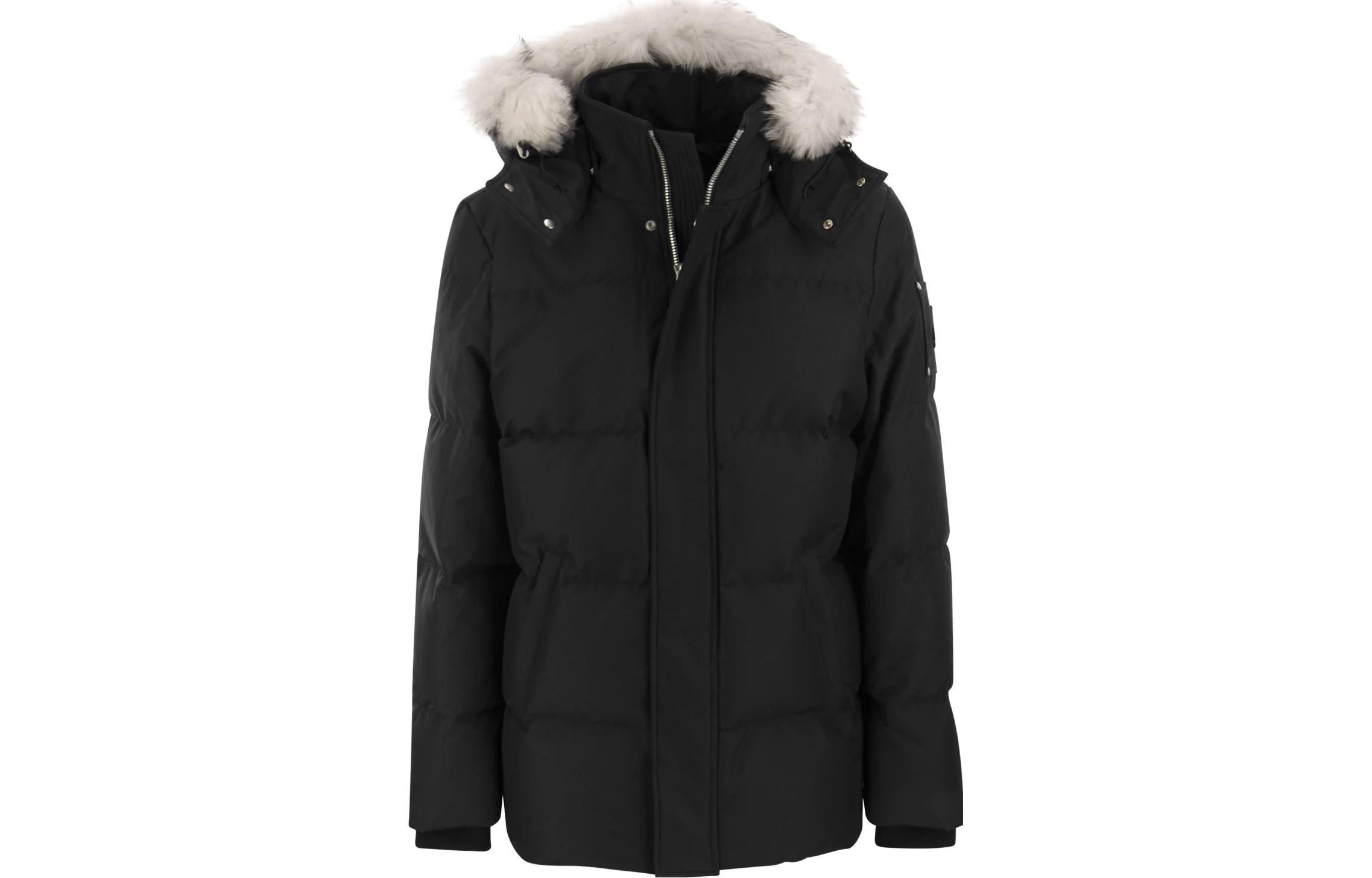 Moose Knuckles 3Q Shearling Unisex Black Down Jacket with Hood and Zipper. M32MJ178S1001