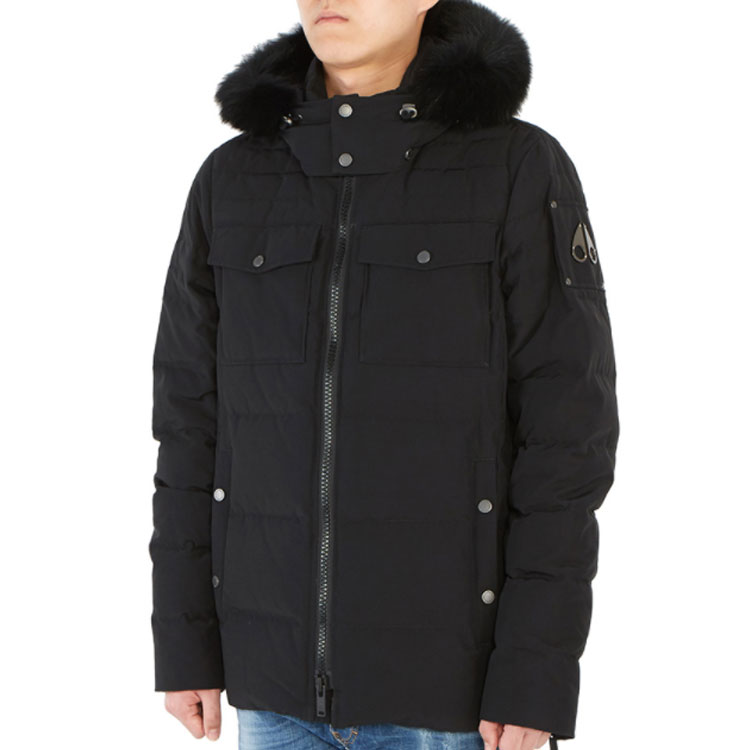 Cheap Moose Knuckles Jaket Panjang Lengan Basic Down dengan Desain Logo Subtil. M30MJ176-291