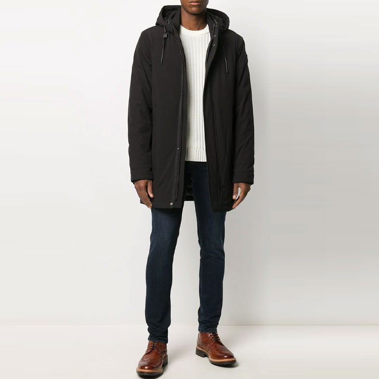 Lookbook Moose Knuckles Jaket Hitam Down dengan Hoodie Lepas Pasang M30MP207-292