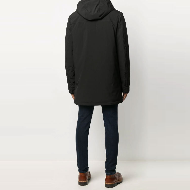 Shop Moose Knuckles Jaket Hitam Down dengan Hoodie Lepas Pasang M30MP207-292