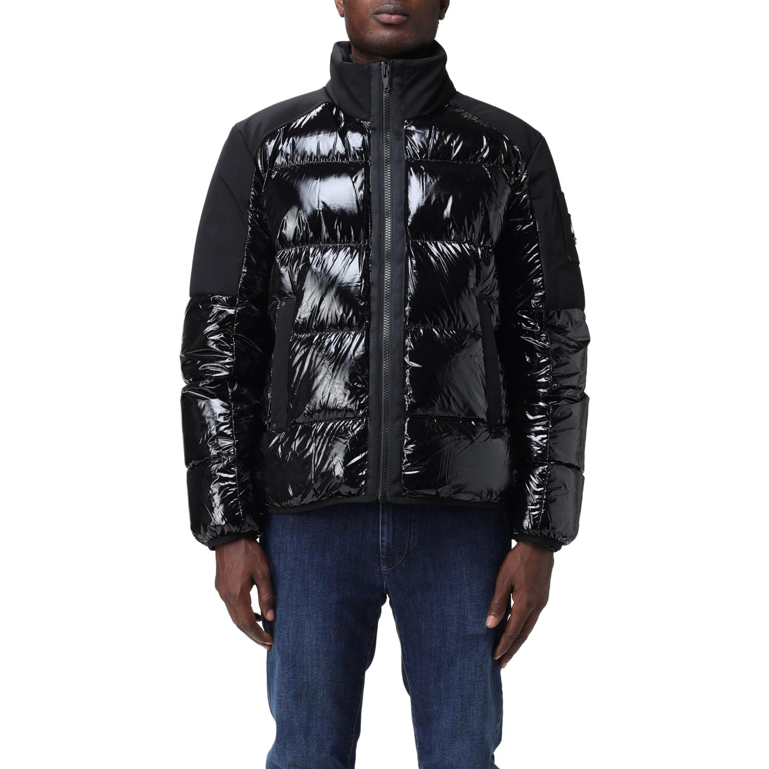 Shop Moose Knuckles 黑色高領羽絨外套 M33MJ174-313