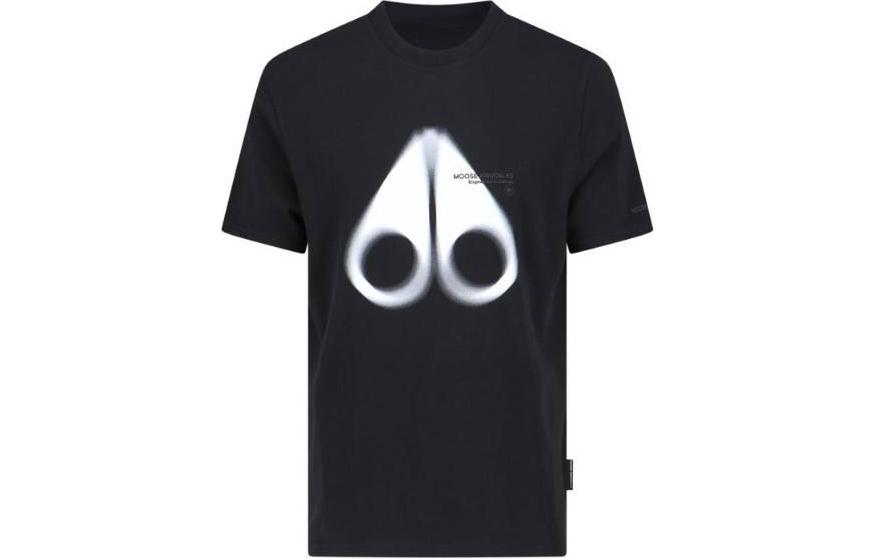 Order Moose Knuckles 黑色印花圆领短袖T恤 M14MT734-292