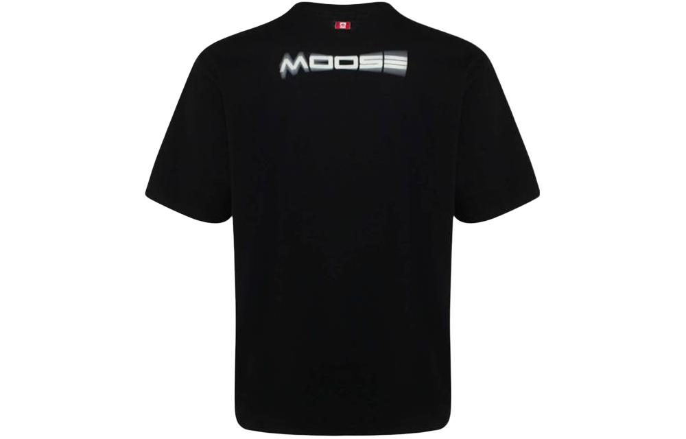 Lookbook Moose Knuckles 黑色印花圆领短袖T恤 M14MT734-292