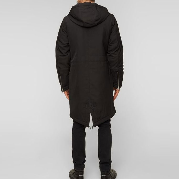 Shop Moose Knuckles 黑色长袖连帽外套 舒适中长款夹克. M33MP244-292