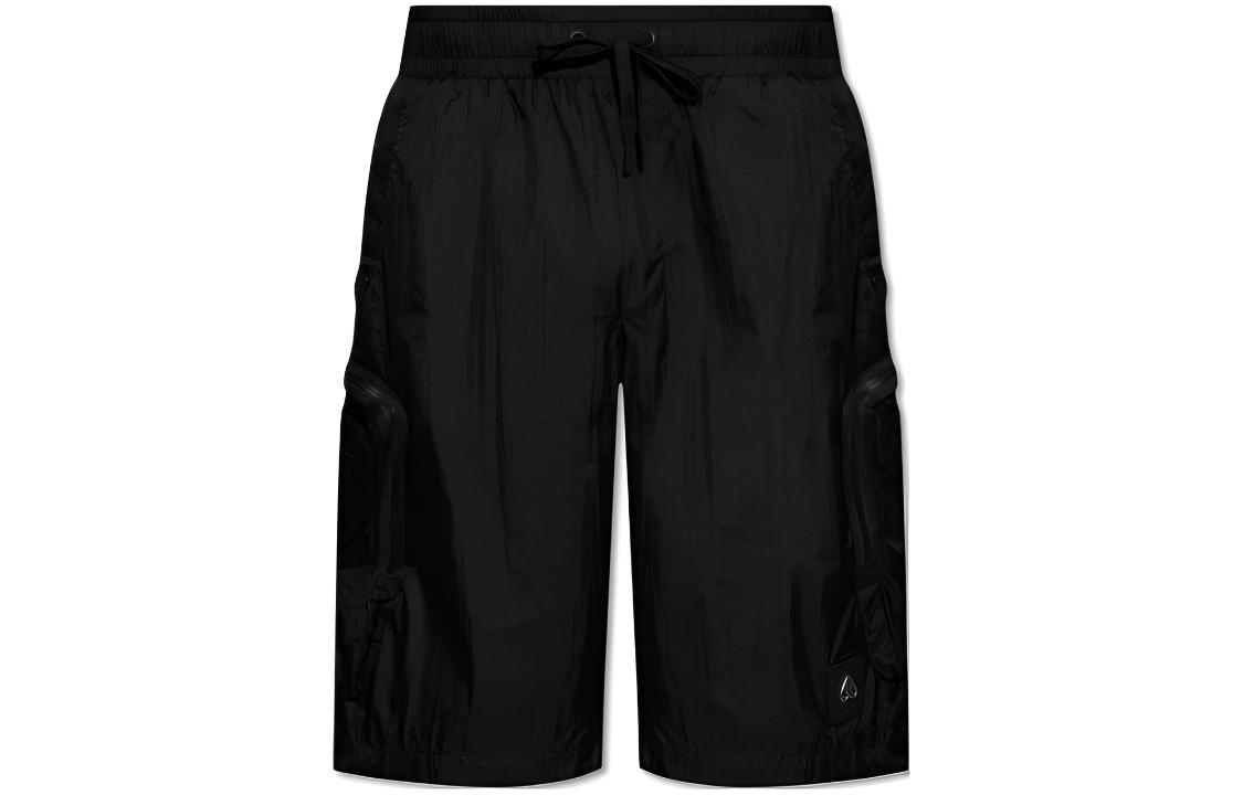 Moose Knuckles  Black Relaxed Fit Solid Color Cargo Shorts. M14MR795-292